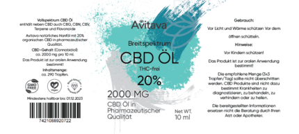 Avitava 20% CBD Öl THC-frei