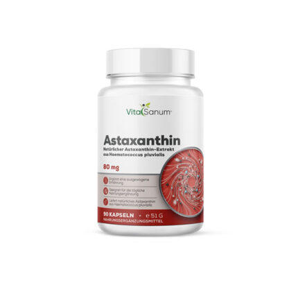 VitaSanum® Astaxanthin – Natürliches Astaxanthin aus Haematococcus pluvialis – 90 Kapseln